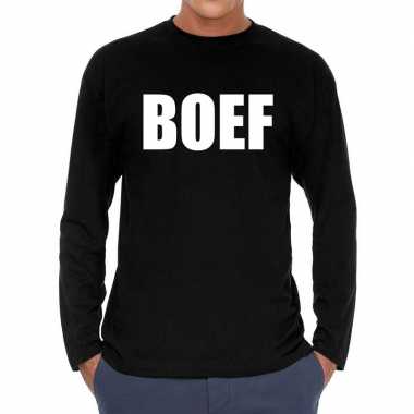 Boef long sleeve t shirt zwart voor heren