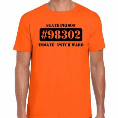 Boeven / gevangenen psych ward verkleed shirt oranje heren