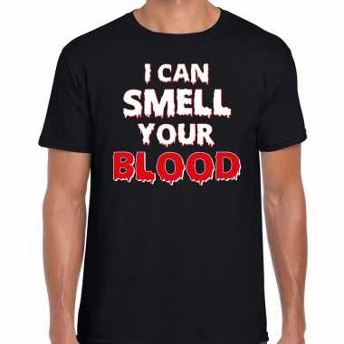 Halloween i can smell your blood verkleed t shirt zwart heren