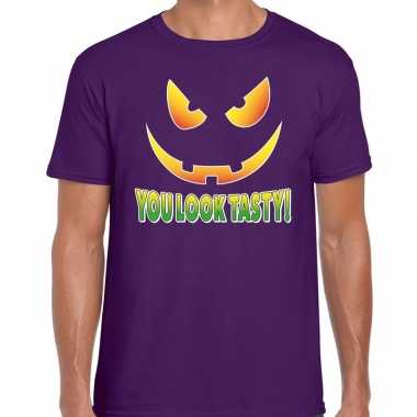 Halloween you look tasty verkleed t shirt paars voor heren