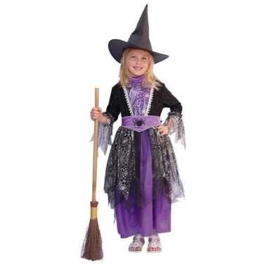 Heksen verkleedkleren zwart/paars kinderen