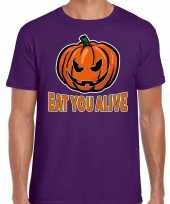 Halloween eat you alive verkleed t-shirt paars voor heren