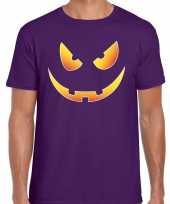 Halloween scary face verkleed t-shirt paars voor heren