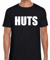 Huts tekst t-shirt zwart heren
