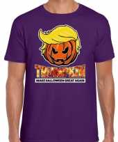 Trumpkin make halloween great again t-shirt paars voor heren