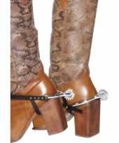 Zilveren cowboy verkleed sporen voor laarzen